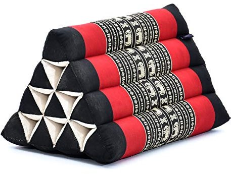 LEEWADEE Cojín Triangular Tailandés 50 x 33 x 33 cm - Firme Kapoc Soporte Espalda Lectura, Cama, Sofá & Suelo
