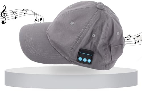 Chapeau de Casque d'écoute sans Fil Bluetooth 4.2, Casquette de Baseball de Course à Pied de Sport de Musique (Gris)