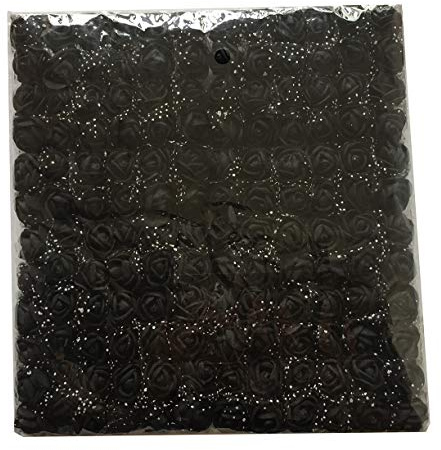 Artfen Mini Fake Rose Flower Heads 144pcs Mini Artificial Foam Roses DIY Wedding Flowers Accessories Make Bridal Hair Clips Headbands Dress (Bottom add Gauze) Black