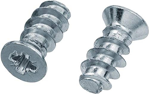 HEXATON Tornillos Euro para Muebles - 6 x 20 mm - 50 Piezas - Cabeza Plana Pozidriv - Rosca Completa - Acero Galvanizado Blanco