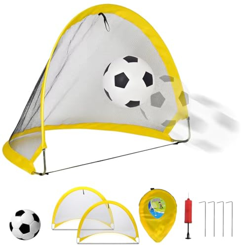 2x KIDS FOOTBALL Goal Large 80cm Folding pop up SOCCER GARDEN GOAL POST NET Football Goal Post Net Kids Training Soccer