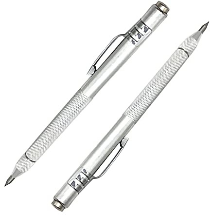 Lot de 2 pointes à tracer en carbure de tungstène, stylo de gravure de 5,12 pouces avec clip et aimant pour marquer sur une feuille de métal en marbre et verre céramique