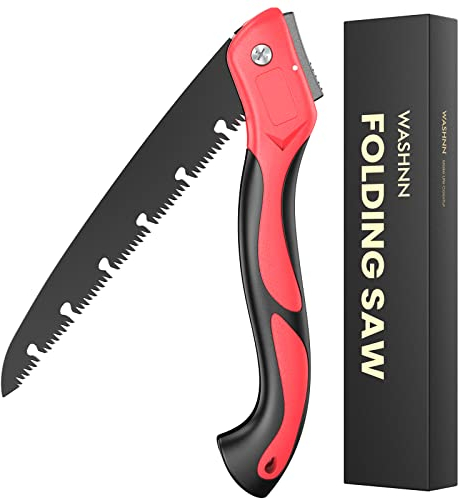 Seghetto Potatura 24cm con Lama in Acciaio SK5 per Taglio di Alberi Giardinaggio Campeggio Taglio Legno PVC, Blocco di Sicurezza Manico Antiscivolo Segaccio da Potatura Pieghevole