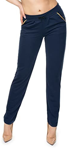 Selente #Fashionista Pantalone Donna Largo Autunno/Inverno, Chino Blu, L-XL