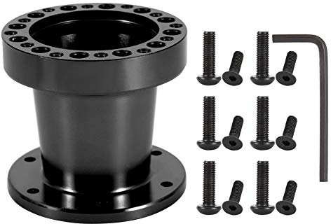 BOROCO Lenkradnabe Adapter 2 Farben 3 Zoll Universal Auto Lenkradnabe Aluminium Spacer Lenkradnabe Adapter Kit Auto Lenkradnabe(Schwarz)