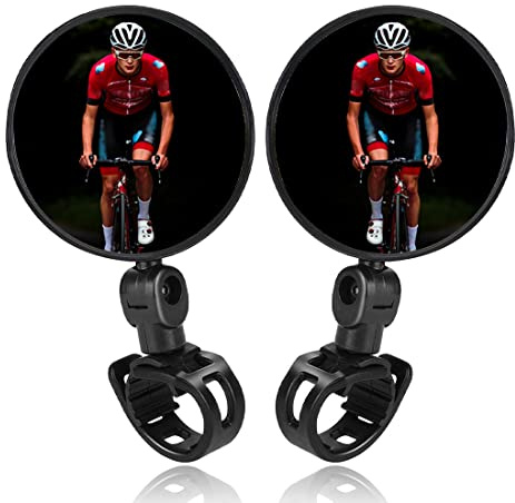 Specchietti Bici, 2 Pezzi Specchietto Retrovisore Bici, Bicicletta Ciclismo retrovisori Specchietto Regolabile Girevole Manubrio Montato Specchio Convesso in plastica per Mountain Road Bike