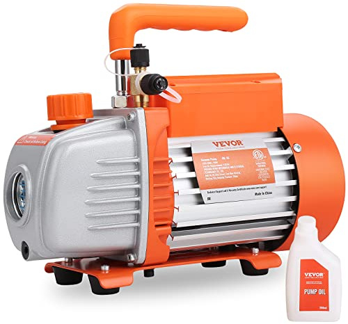 VEVOR Vakuumpump 150 W undertryckspump 1-stegs luftkonditioneringspump 100 l/min flöde 1440 varv/min varvtal 0,64/0,95 cm