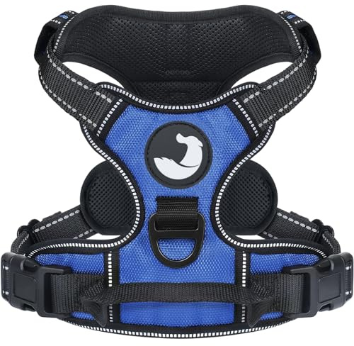 Joytale No Pull Dog Harness Medium Sized Dog, Reflective Pet Vest with Front Clip, Adjustable Soft Padded Harnesses with Easy Control Handle for Training and Walking, Navy Blue, M
