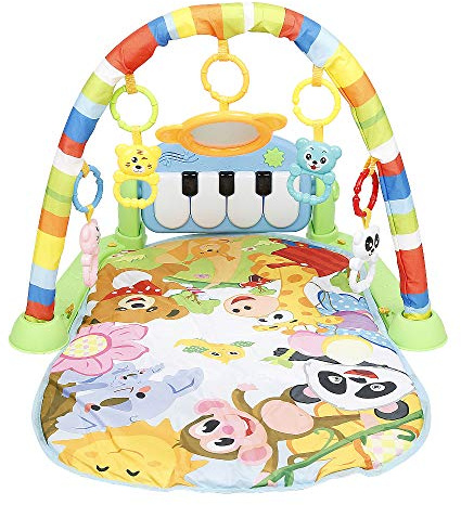 Tapis d'éveil Bébé avec Arche Amovible, Jouets - Développement Sensoriel et Moteur Progressif, Cadeau pour Nouveau Né, Enfant, Fille et Garçon, 80 x 41 x 48 cm (Vert)