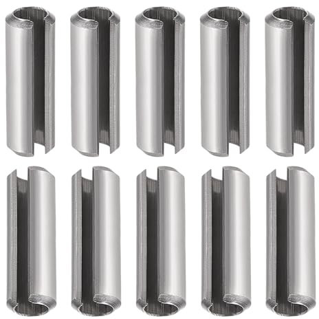 DTGN M8 x 45mm(DxL) Scanalato Molla Perno - 10pz - Ottimo per Casa Macchina Fissaggio - 304 Inox Acciaio Molla Tassello Tensione Rotolo Perno - Argento