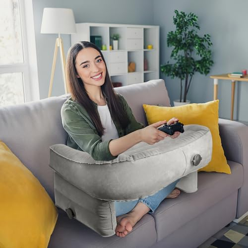 Suewidfay Schoß-Schreibtischkissen für das Bett, Lesekissen für Erwachsene im Bett, Gaming-Lesekissen, Armlehne, Häkelstützkissen, aufblasbares Lesekissen mit Armlehnen, Bettruhekissen