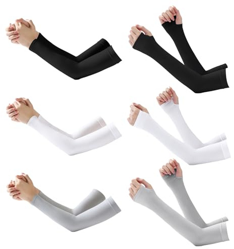 ZGDEIWGF 6 Paires De Manchons En Soie Glacée, Manchons À Crochet, Manchons De Protection D'Été, Protection Uv, Manchons En Soie Glacée Fraîche, Protection Des Bras Pour Le Cyclisme Et La Randonnée