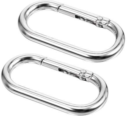 JIYIN 2 stycken oval fjäderkarbinhake, 1,96 × 0,98 metall ringkarbinhake liten karbinhake nyckelring fjäderspänne klämma nyckelring för gör-det-själv plånböcker nyckelkedja ryggsäck (silver)