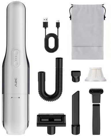 A2C aspirapolvere portatile 19000Pa, 3 in 1aspirapolvere auto, doppio filtro PET e HEPA, mini aspirapolvere ricaricabile da 120W, batteria da 7500mAh a lunga durata, ideale per auto, casa, ufficio