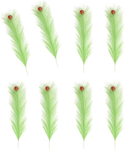 Gissroys Faux pampas, gräs, 8 stjälkar, 40 cm (17 tum) korta, konstgjorda, pampas, gräs, estetisk rumsinredning, pompas-blommor för jul, fuskpäls, Grön, Einheitsgröße