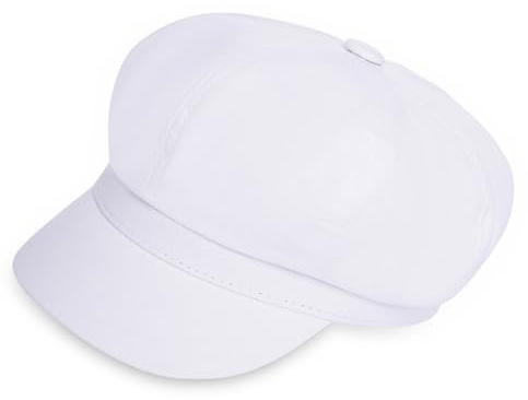 Newsboy Hats for Women - Classic 8-Panel Cabbie Hat with Adjustable Elastic Band - Breathable Cotton Cap for Daily Wear, Comfortable Fit for All Seasons White