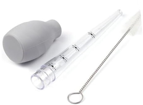 GLEAVI Pompa per Condimenti con Tubo in Silicone Trasparente Strumento Barbecue Portatile con Misuratore Graduato per Olio e Succhi Colore Casuale Colore Casuale