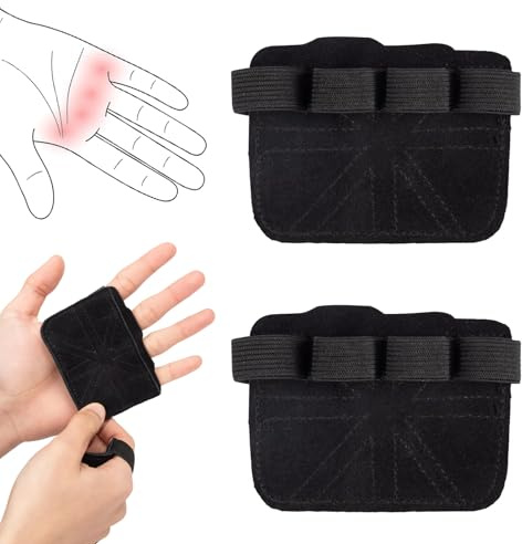 Zegnuem Griffpolster, Leder Griffpads Griffpolster Palmenschutz Fitness Profi Anti-Slip Griffpolster Kraftsport für Gewichtheben Klimmzüge, Bodybuilding, Fitness Handschuhe Pack 2