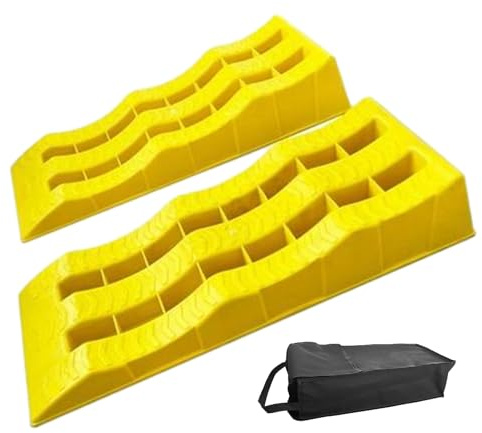 Cuña de rueda – 2 cuñas de rueda para autocaravana, 3 pasos, bloques robustos para vehículos – Caless de remolque, caravana, ruedas de remolque y niveladores para remolque de coche SUV