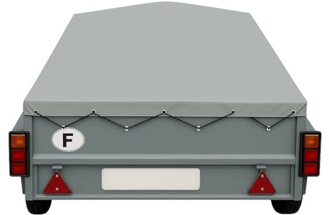 Trailer presenning NLC 2323-230 x 130 x 10 cm - PVC 640g/m² höghållfast skydd med öglor och Sandow - tillverkad i Frankrike. (Grå 7038)