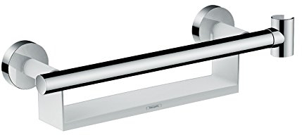 hansgrohe Unica Haltegriff Comfort, mit Ablage und Duschkopfhalterung, Weiß/Chrom