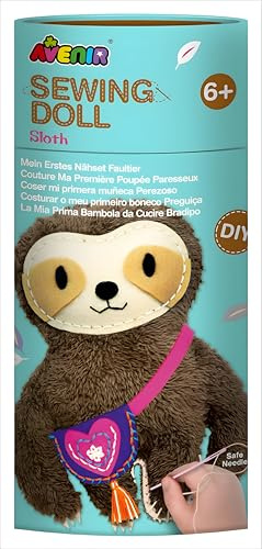 Avenir 6301624 DIY Nähset, Sewing Sloth, Motiv Faultier, Bastelset für Kinder, Kreativ-Set, ab 6 Jahren
