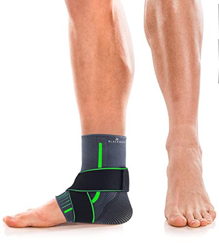 BLACKROX Sprunggelbandage, jämförningssigger, knölbandage, grenbandage, fotledsstöd, sport, handboll, fotboll, volleyboll, fotbandage, klädbandage kvinnor och män vänster och höger (grön, XL)