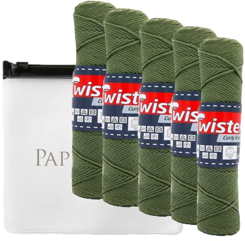 Haekelgarn Baumwollgarn Stricken Haekeln Basteln 5x50g Fb.73 oliv inkl.Zippbeutel