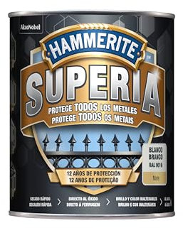 Hammerite Superia Esmalte antioxidante al agua, Mate, Color Blanco, 750 ml