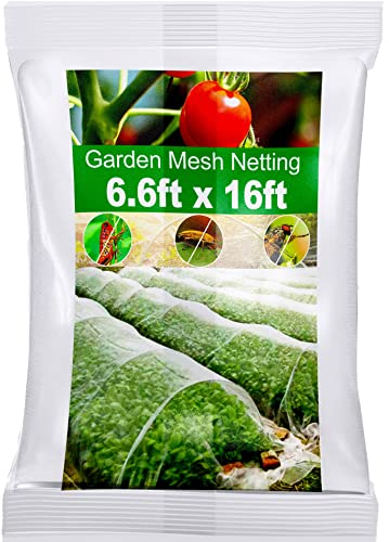Wohohoho Garden Insect Mesh Netting 6.6ft x 16ft (2m x 5m), 1mm Ultra Fine Plant Covers for Garden Protection. Mosquito Net Pest Barrier for Vegetables Fruits Greenhouse Row Cover Raised Bed Barrier