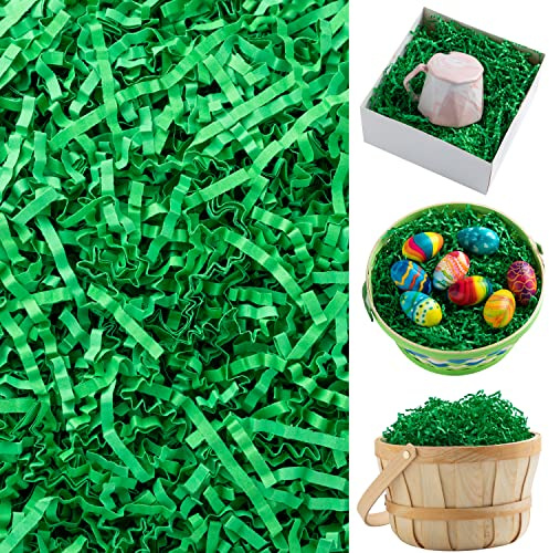 JOYIN 340,2 g di erba pasquale increspata di carta, verde puro, riempitivo per cestino pasquale decorazione per la caccia alle uova di Pasqua, bomboniere, decorazioni pasquali, decorazioni per
