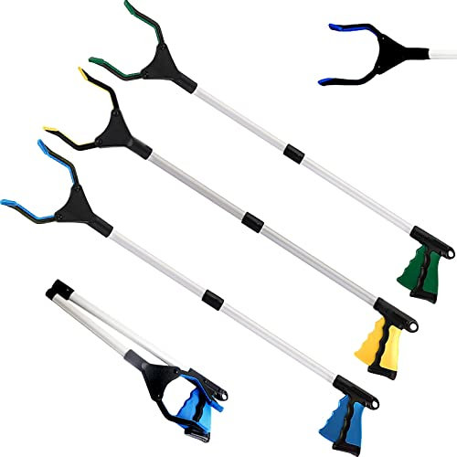 3 Pack Grabber Reacher Tool - 32 Inch Foldable Claw Grabber for Elderly, Pick Up Stick Grabber, Extra Long Handy Litter Picker, Reaching Assist Tool for Trash Claw Pick up