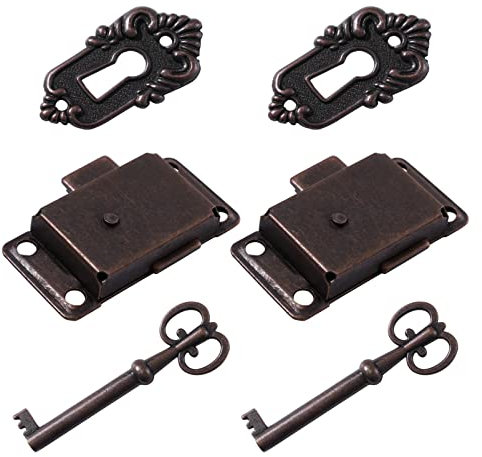 Serrature vintage con a - 2 pezzi decorativi a forma di per mobili antichi - Serratura vintage per mobili Curio Armadietto