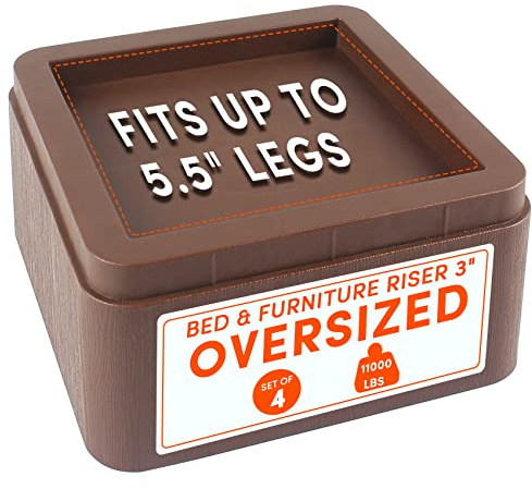 DEDU överdimensionerade sänghöjare kraftiga stapelbara 4-pack, möbelhöjare för soffor 7 cm eller 15 cm stöder upp till 1989 kg, fyrkantiga sänghöjningsblock passar 12 cm brett skrivbord eller soffa