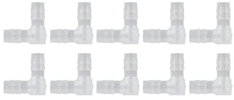 10 Uds. Codo de Lengüeta para Manguera de Plástico 90 Grados para Manguera Codo de Lengüeta Adaptador de Junta de Púas (8 mm)