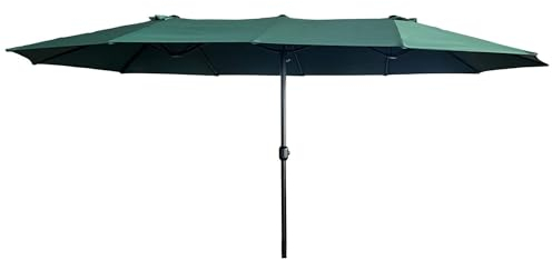 AKORD Sonnenschirm mit Kurbel Zwölfeckig TILIA | 270x460x245 cm Ampelschirm | Marktschirm Terrassenschirm Balkon Wasserdicht | Gartenschirm UV-Schutz | Grün