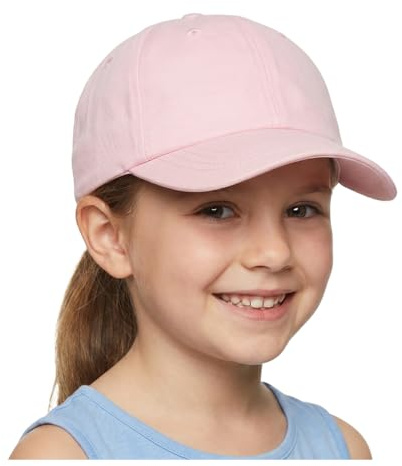 YAMEE Baseballkeps unisex barn som andas, basebollkeps barn bomull, skärmmössa barn lätt, solhatt barn för pojkar flickor solskydd, ren färg, friluftsliv, Ljusrosa, 52