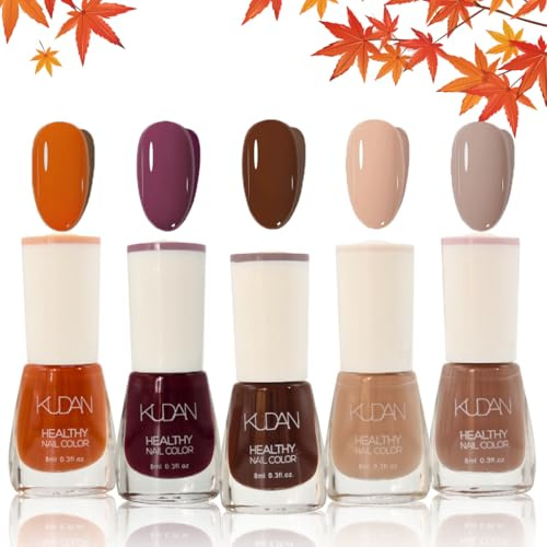 Nude Nail Polish Quick Dry & Long Lasting Water-Based Natural French Manicure - No UV Nail Paint Needed for DIY at Home (Autumn)