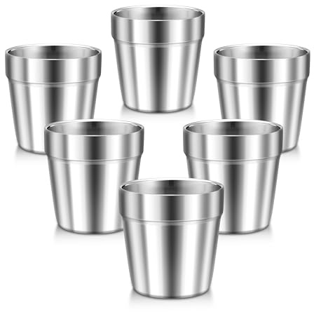 HaWare Stainless Steel Cups for Toddler Kids, 6 Ounce Double Wall Insulated Drinking Cups, Metal Cups for Children Training, Stackable Mugs for Home Restaurant, Shatterproof & Dishwasher Safe- 6 Pack
