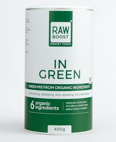 Superfood Greens Pulver Bio – 6 Superfoods (Spirulina, Chlorella, Weizengras, Gerstengras, Moringa, Agave Inulin) – Detox, Energie & Vitalität – Vegan & EU-ÖKO-zertifiziert, 400 g