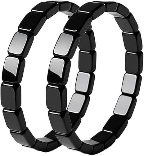 2 stycken hematitarmband , 19 cm artritism magnetarmband män kvinnor, svart energi stenpärlor arm band för män, magnetarmband far man klasskamrater födelsedag magnetsmycken