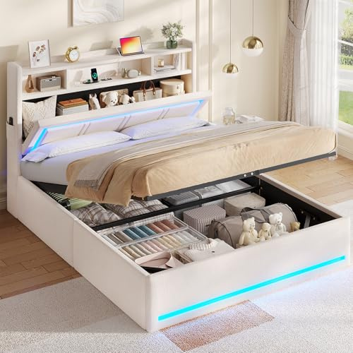 AOGLLATI Cama Canapé 140x190, Estructura Cama Doble, Cama Matrimonio, Beige