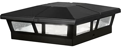 Classy Caps Cambridge Solar Post Cap, SLC771B, 6x6, Black Aluminum – High Performance, Energy Efficient, Weather-Resistant, Durable Design, Fits 5x5,5.5x5.5 & 6x6 Posts (Adaptor Included)
