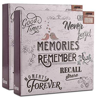 ARPAN 2 x Picture Photo Album 4x6/10x15cm for 200 Photos – Holiday & Memories, Slip In Photo Album 6x4 200 Photos, Prom Photo, 30th Birthday with Memo Area