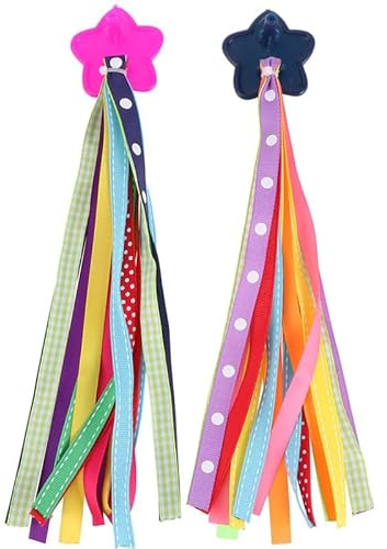 Garneck 1 Pair Kids Colorful Bicycle Handlebar Ribbon Childrens Scooter Tassel Streamers Bike Handlebar Grips Tassels Bike Accessory
