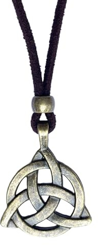 ASTER ALHELÍ - Collier Celtique Femme Homme avec Pendentif Triquetra Nœud de la Trinité - Amulette de Protection en Argent Vieilli ou Bronze - Collier Réglable Idéal à Offrir (Bronze)