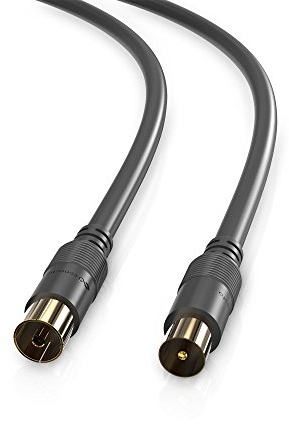 Conecto cable de antena SAT cable coaxial cable satélite TV 3,00m doble apantallado, enchufe IEC a toma IEC, para HDTV, receptor, satélite, DAB, radio, negro