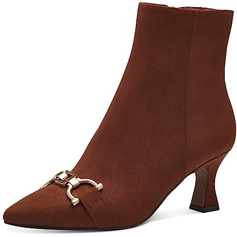 MARCO TOZZI Damen Stiefeletten Spitz mit Absatz Elegant, Braun (Cognac), 38