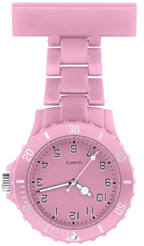 Taffstyle Krankenschwesteruhr Schwesternuhr Kitteluhr mit Nadel Silikon Analog Krankenschwester Uhr Tragbar Einziehbar Taschenuhr Pflegeuhr Hängeuhr Damen Herren Kinder Pfleger Rosa