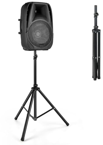 KOMFOTTEU Boxenständer klappbar & Höhenverstellbar von 122-186 cm, Boxenstativ stabil mit Dreibein-Konstruktion, Lautsprecherständer robust aus Eisen bis 50 kg, Boxen Ständer Schwarz